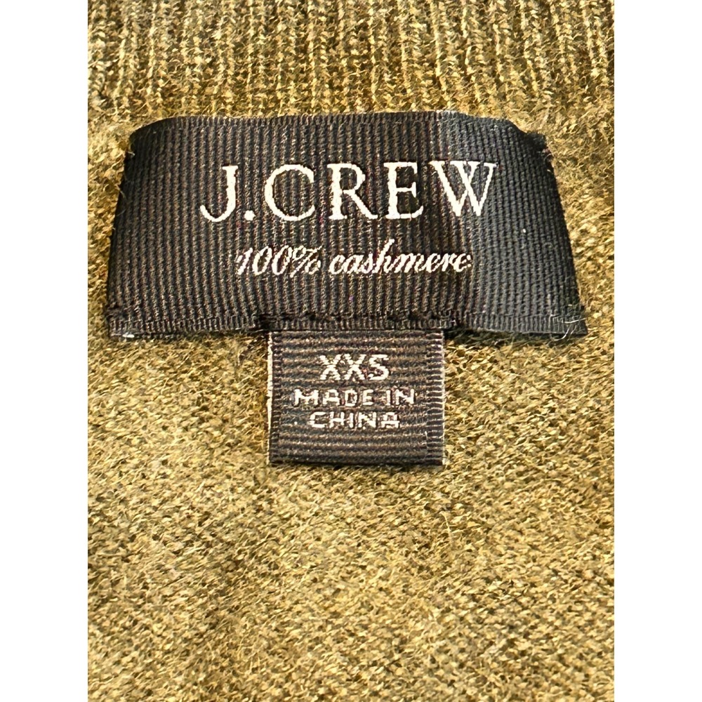 B9 J. Crew 100% Cashmere V Neck Sweater Top Olive Green XXS - Picture 4 of 4